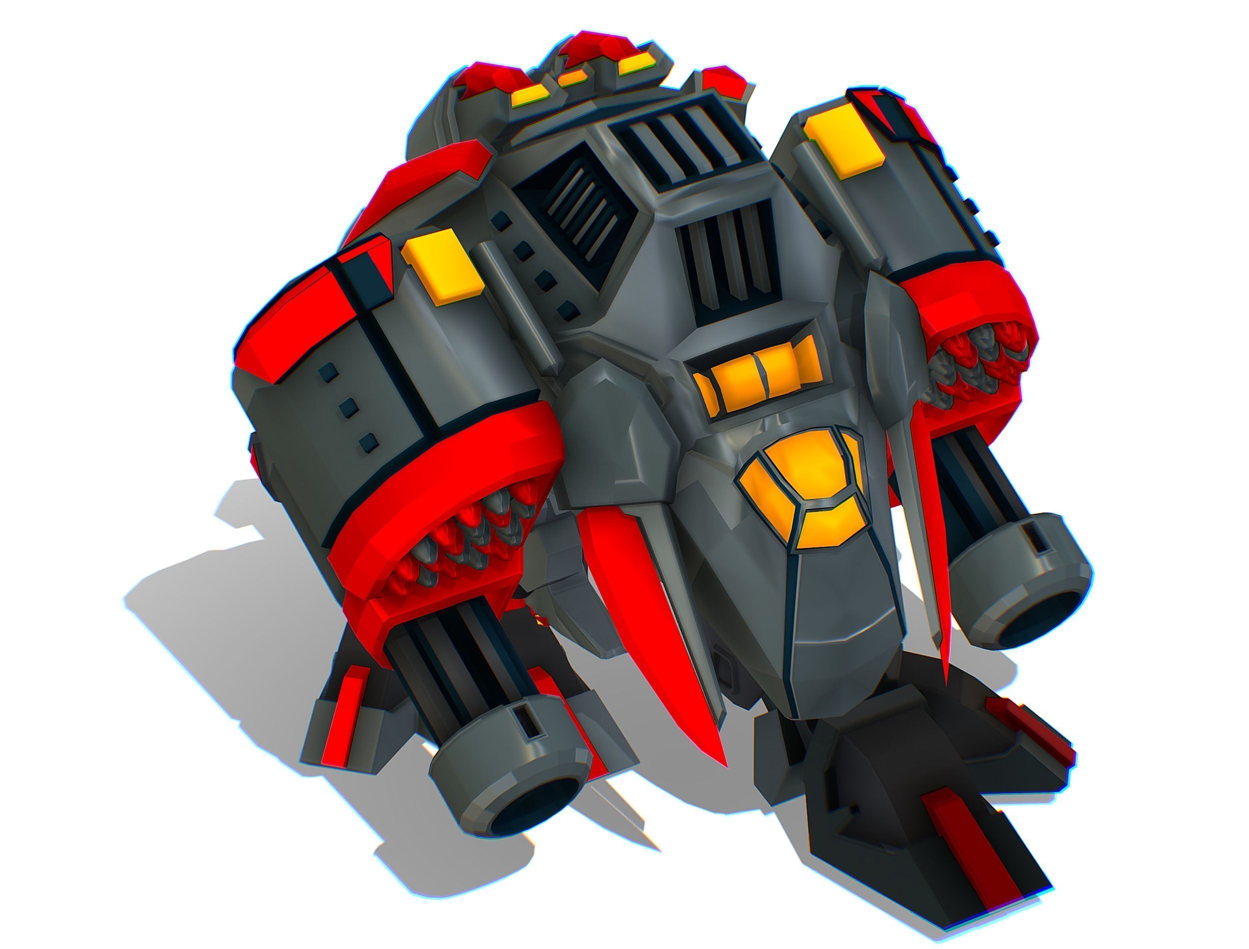 Animated Heavy Combat Robot Low-poly 3D model_27