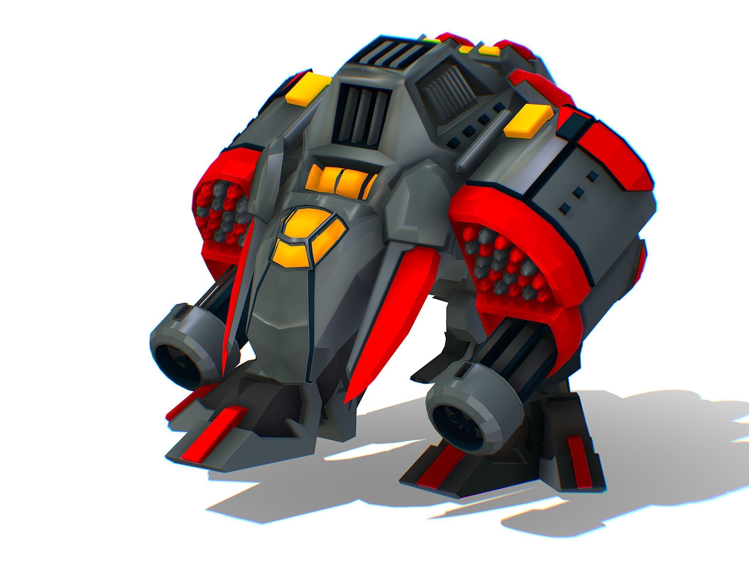 Animated Heavy Combat Robot Low-poly 3D model_3