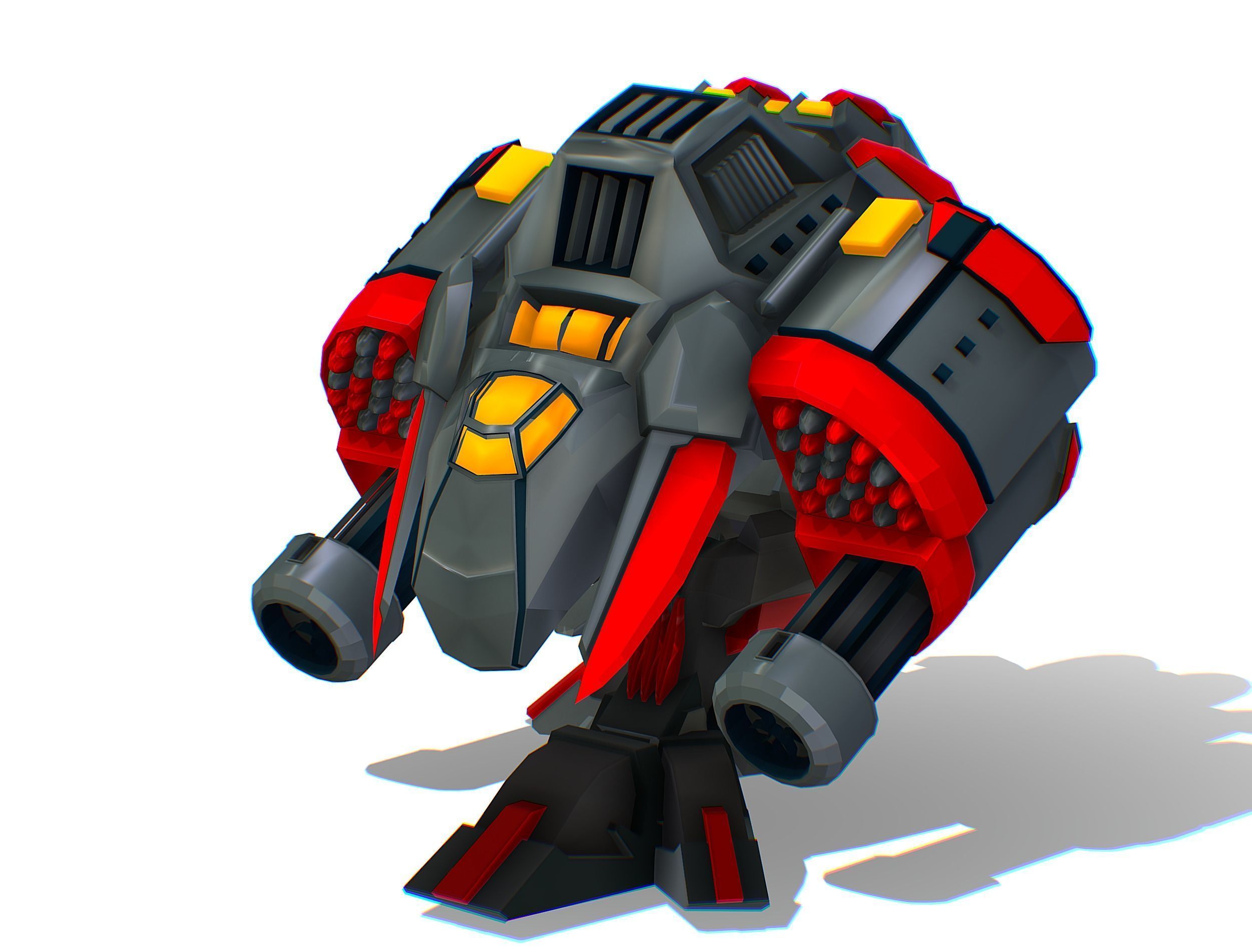 Animated Heavy Combat Robot Low-poly 3D model_7