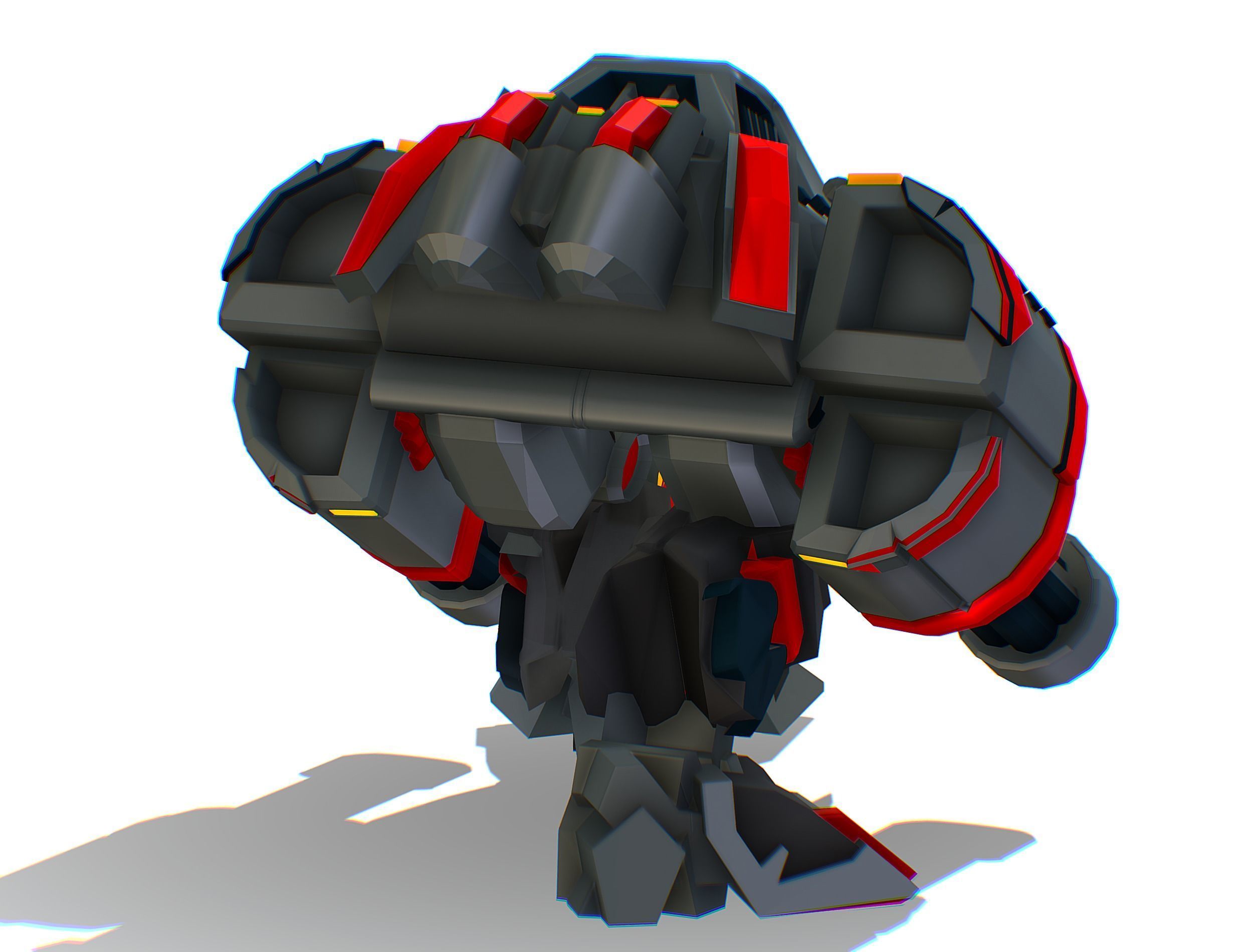 Animated Heavy Combat Robot Low-poly 3D model_17