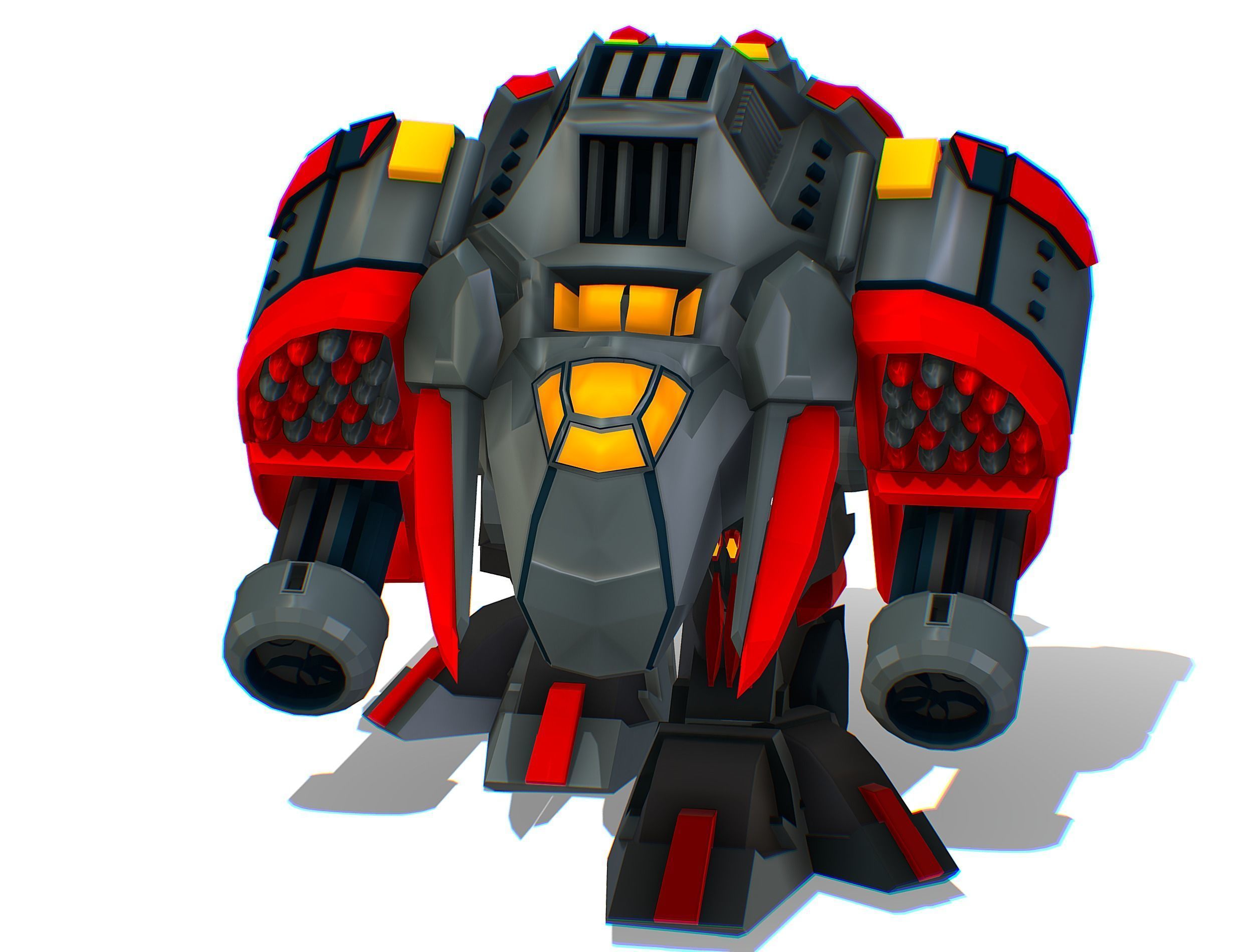 Animated Heavy Combat Robot Low-poly 3D model_9