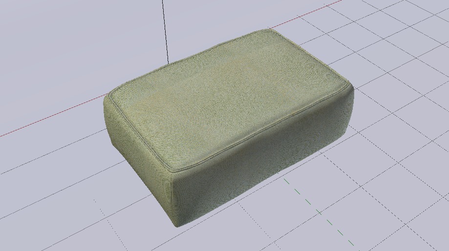 Heritage Moss Fabric Ottoman Bench Low-poly 3D model_12