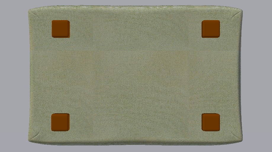 Heritage Moss Fabric Ottoman Bench Low-poly 3D model_17