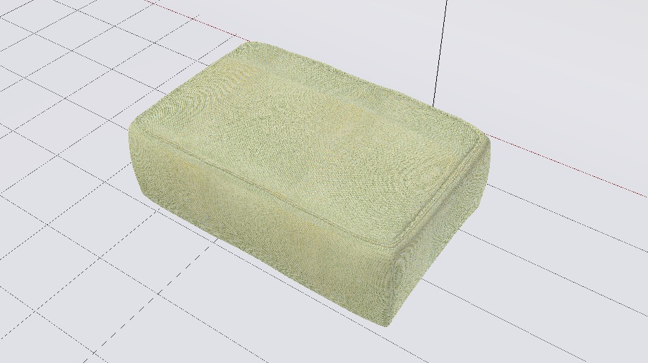 Heritage Moss Fabric Ottoman Bench Low-poly 3D model_7