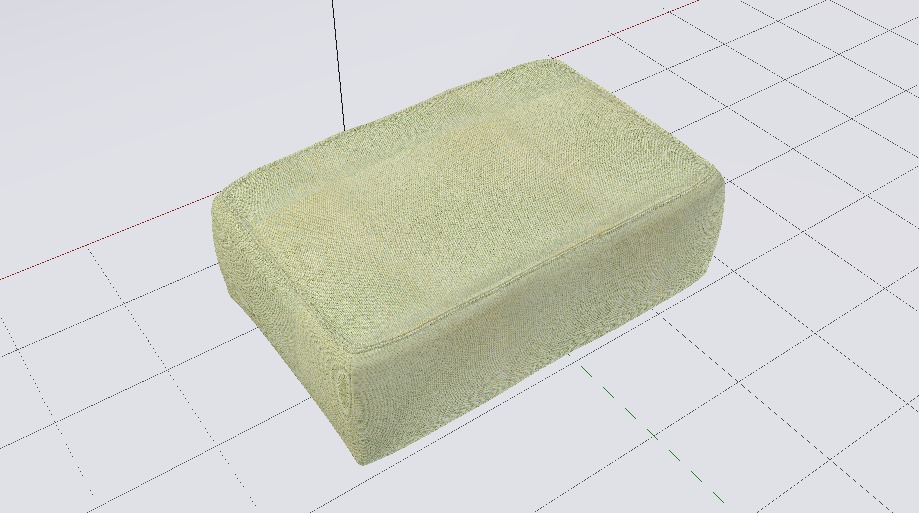 Heritage Moss Fabric Ottoman Bench Low-poly 3D model_6