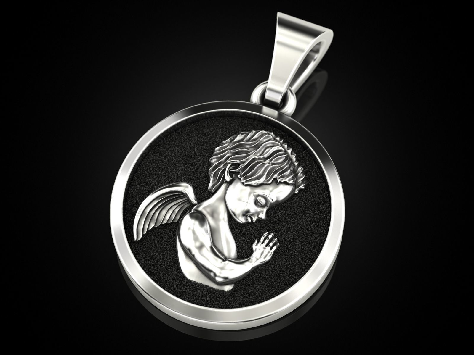 baby angel pendant 3D print model_7