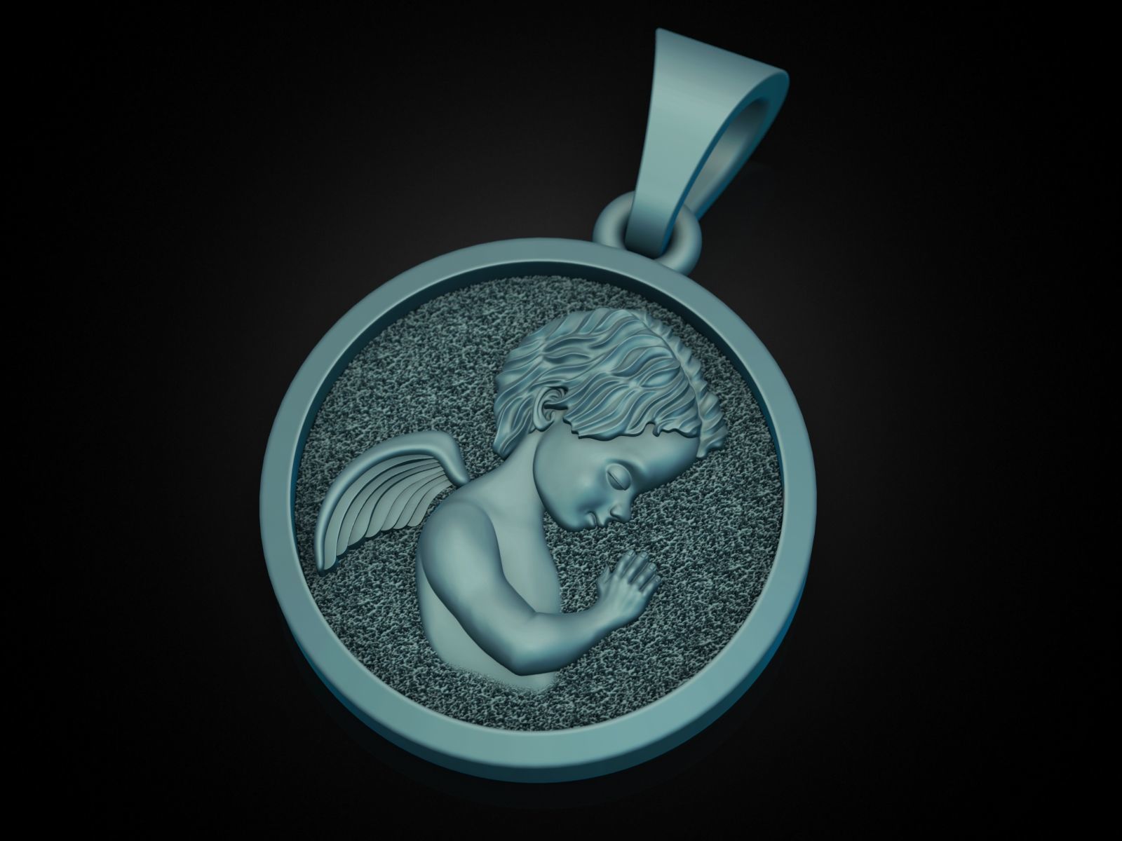 baby angel pendant 3D print model_4