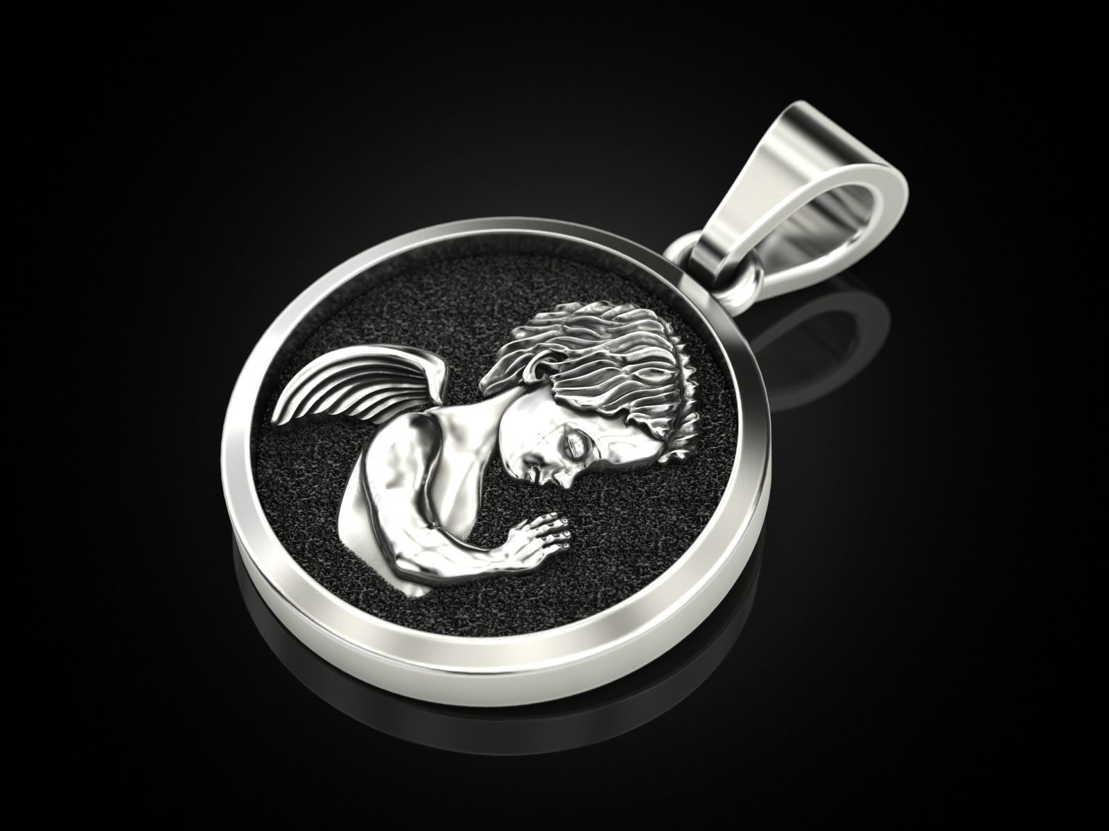 baby angel pendant 3D print model_6