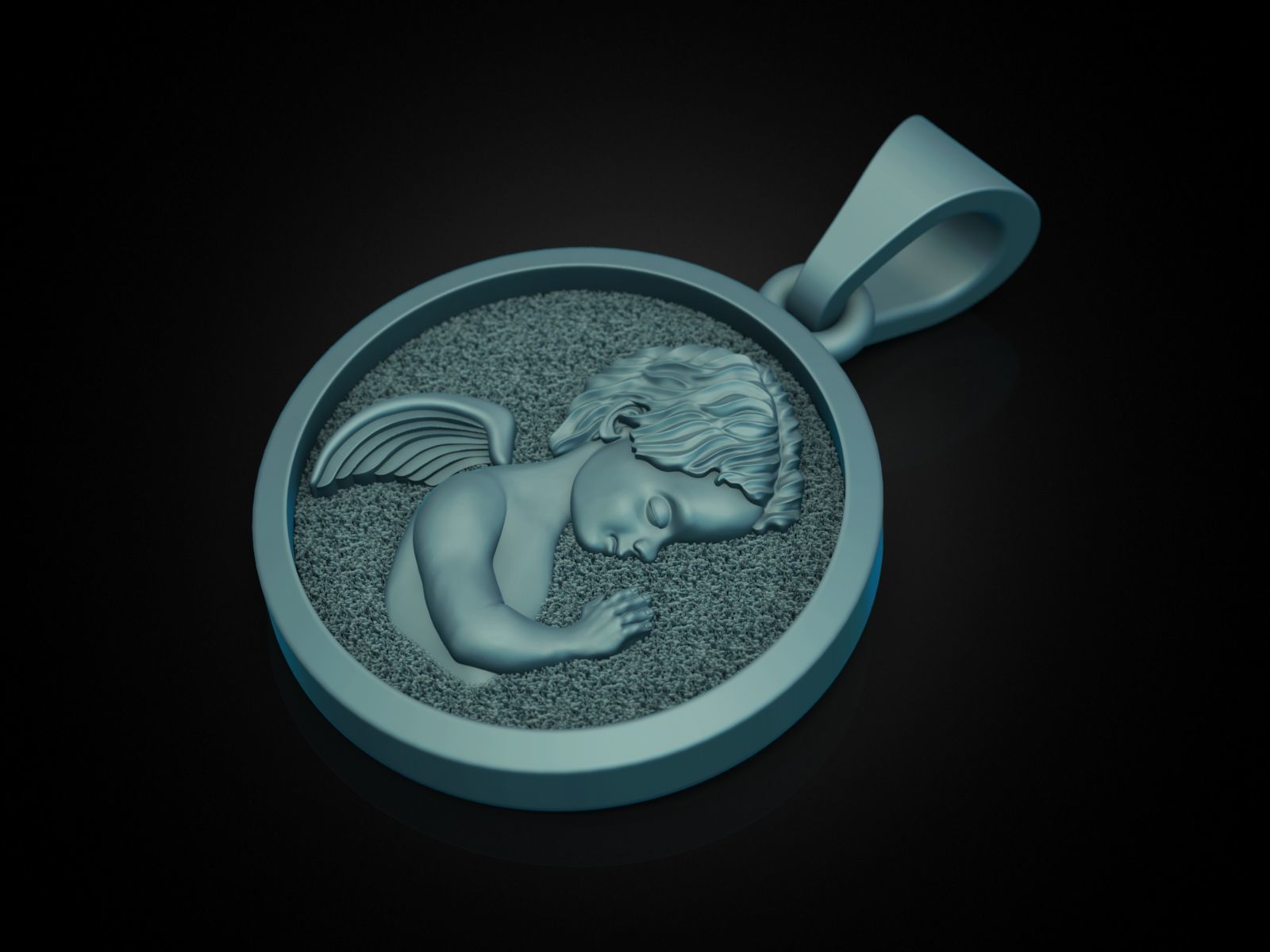 baby angel pendant 3D print model_10