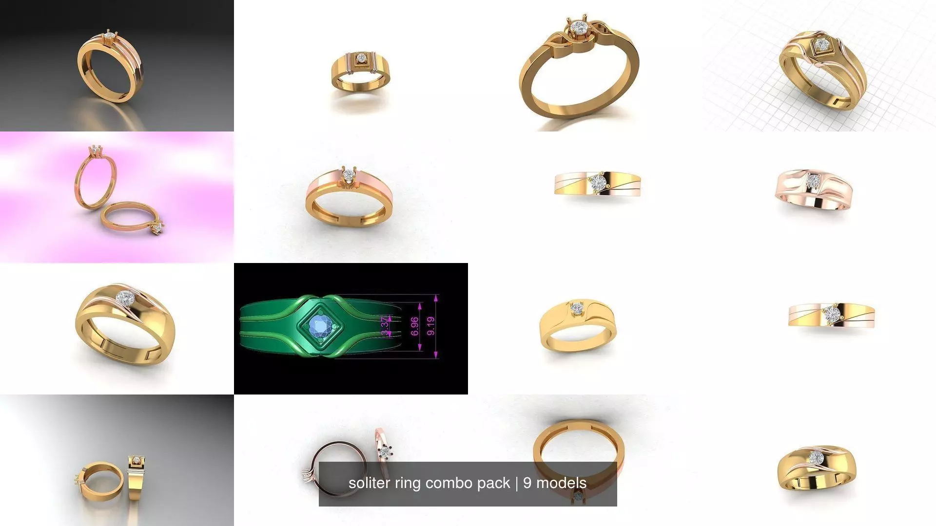 soliter ring combo pack 3D Model Collection_0