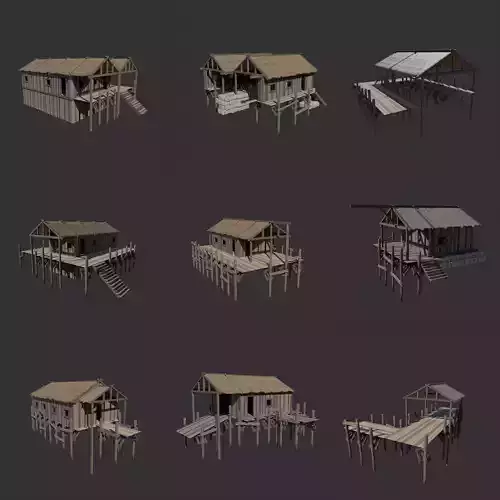 HARBOUR PORT MEDIEVAL HARBOR DOCKS FISHERMAN PIER COLLECTION