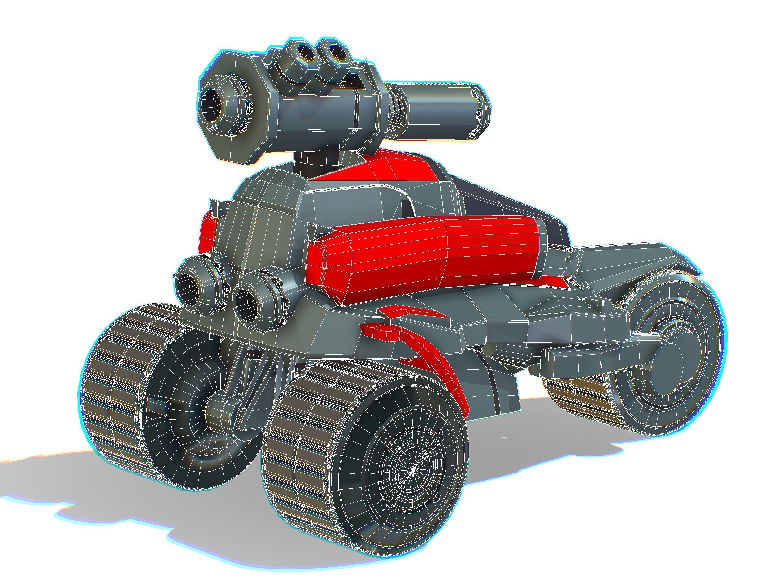 Animated Light Motorcycle with Big Gun on Roof Low-poly 3D model_32