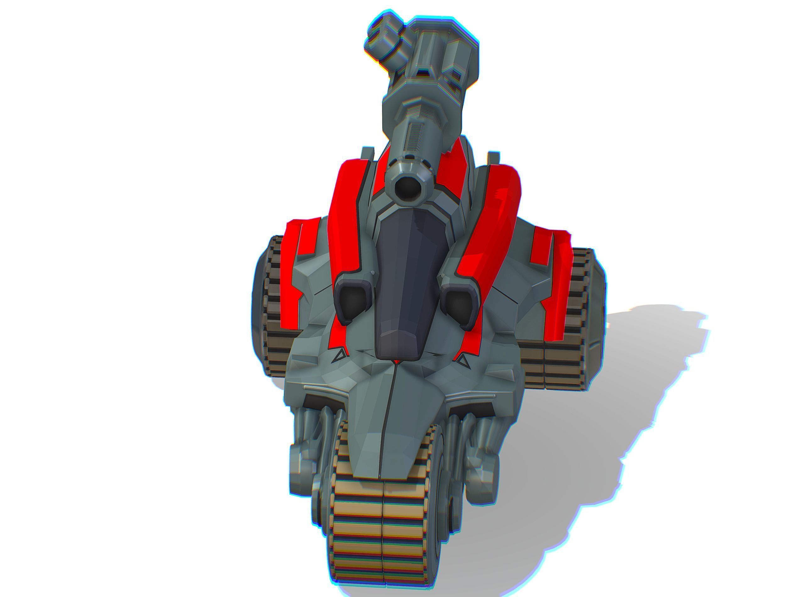 Animated Light Motorcycle with Big Gun on Roof Low-poly 3D model_7