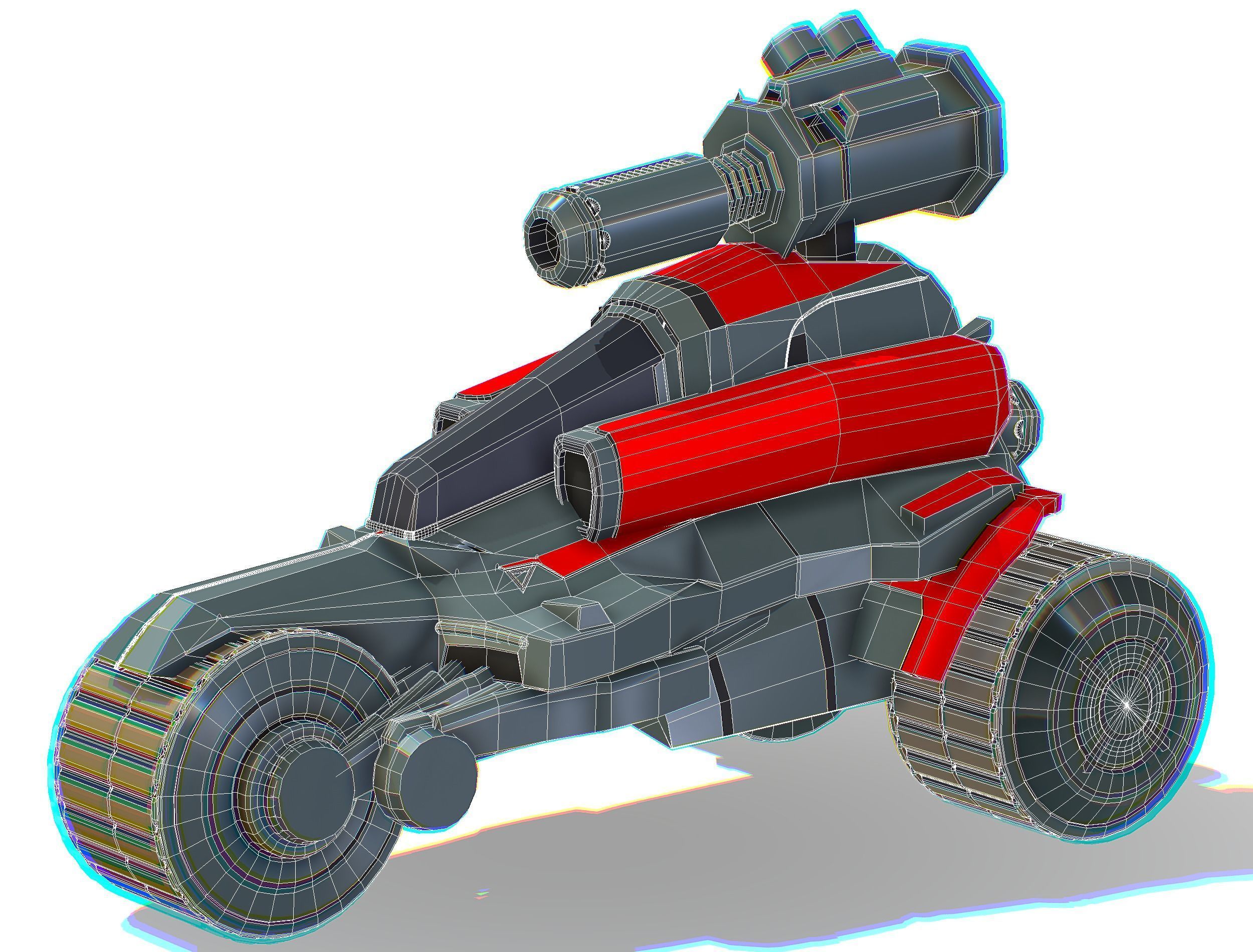 Animated Light Motorcycle with Big Gun on Roof Low-poly 3D model_30