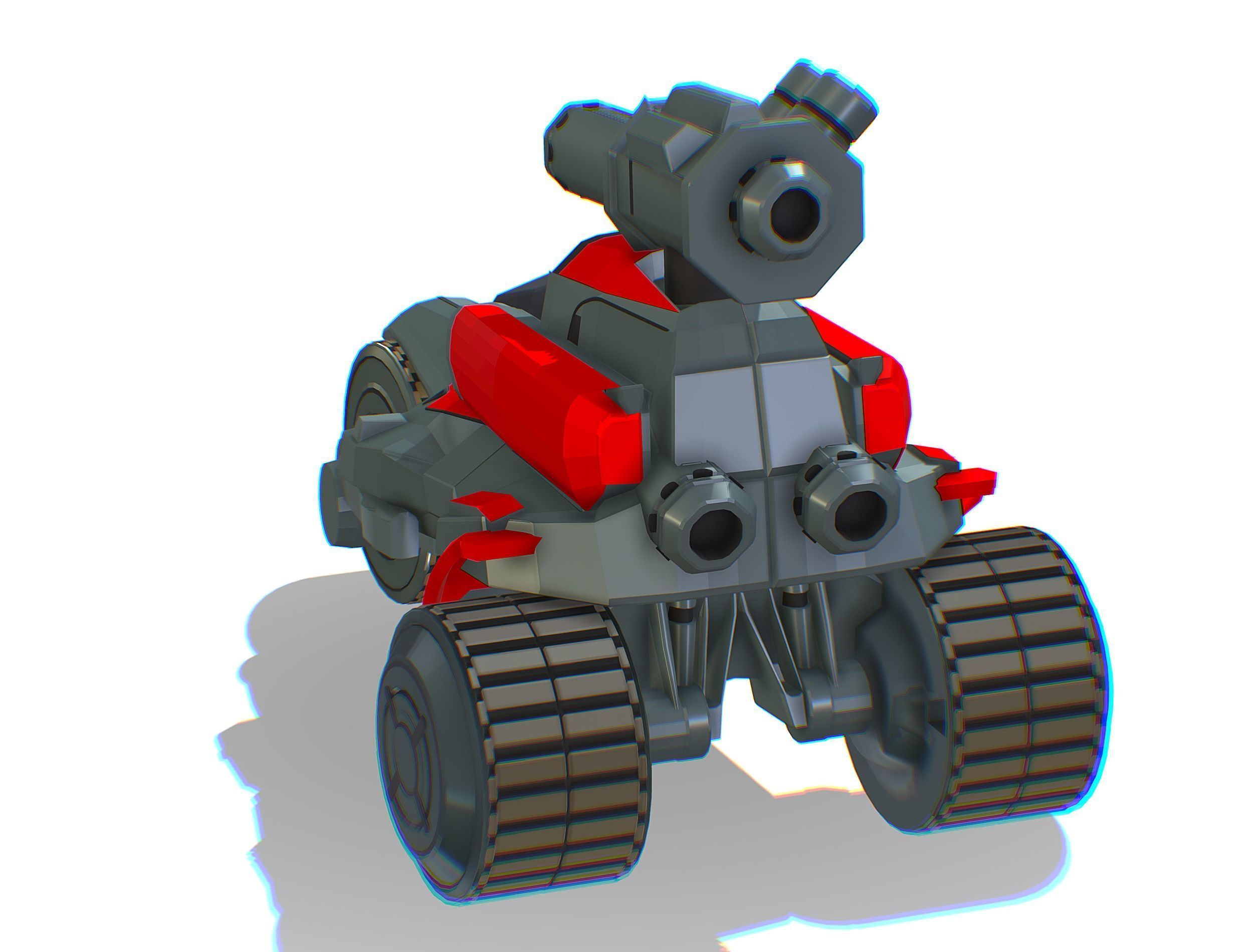 Animated Light Motorcycle with Big Gun on Roof Low-poly 3D model_17
