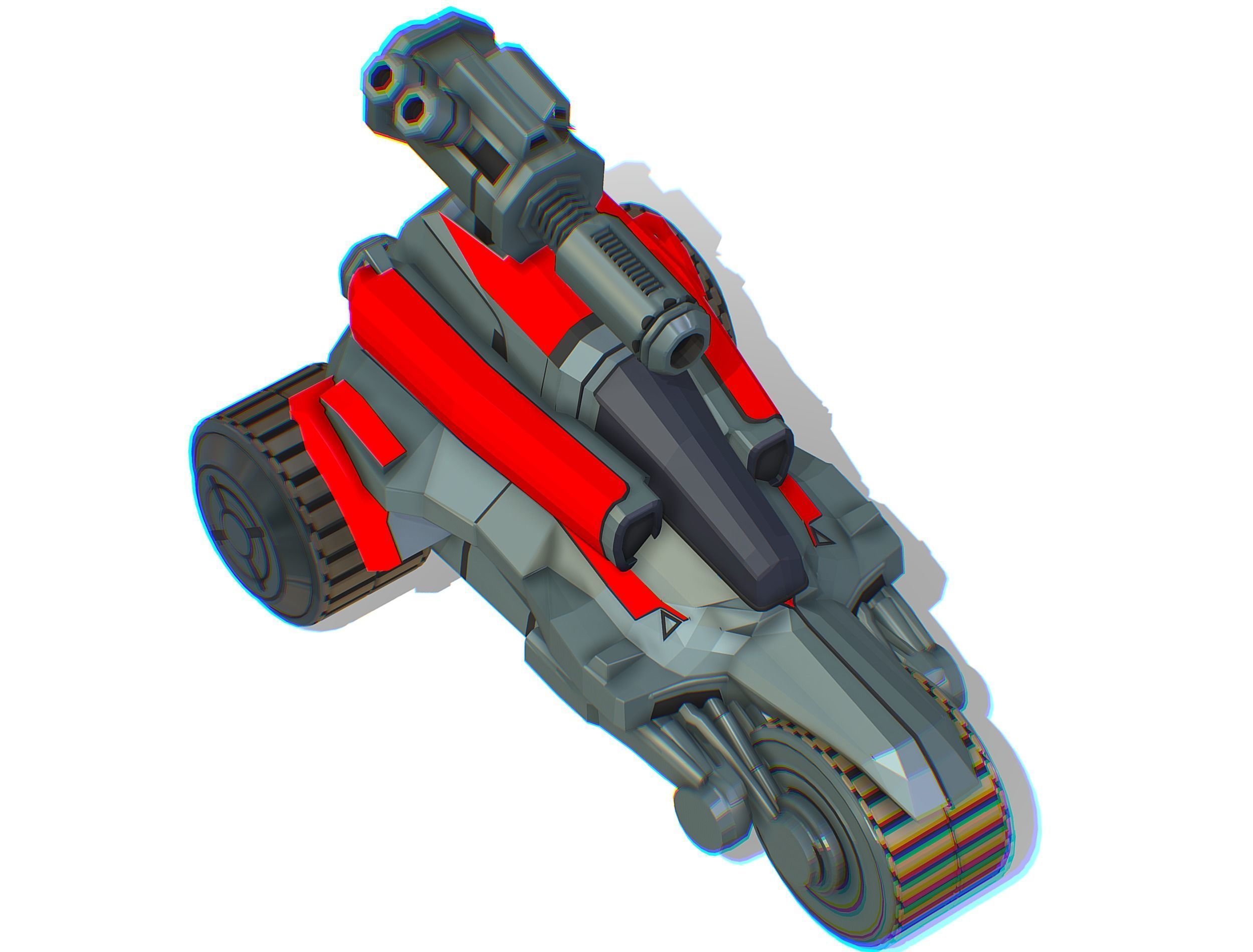 Animated Light Motorcycle with Big Gun on Roof Low-poly 3D model_27