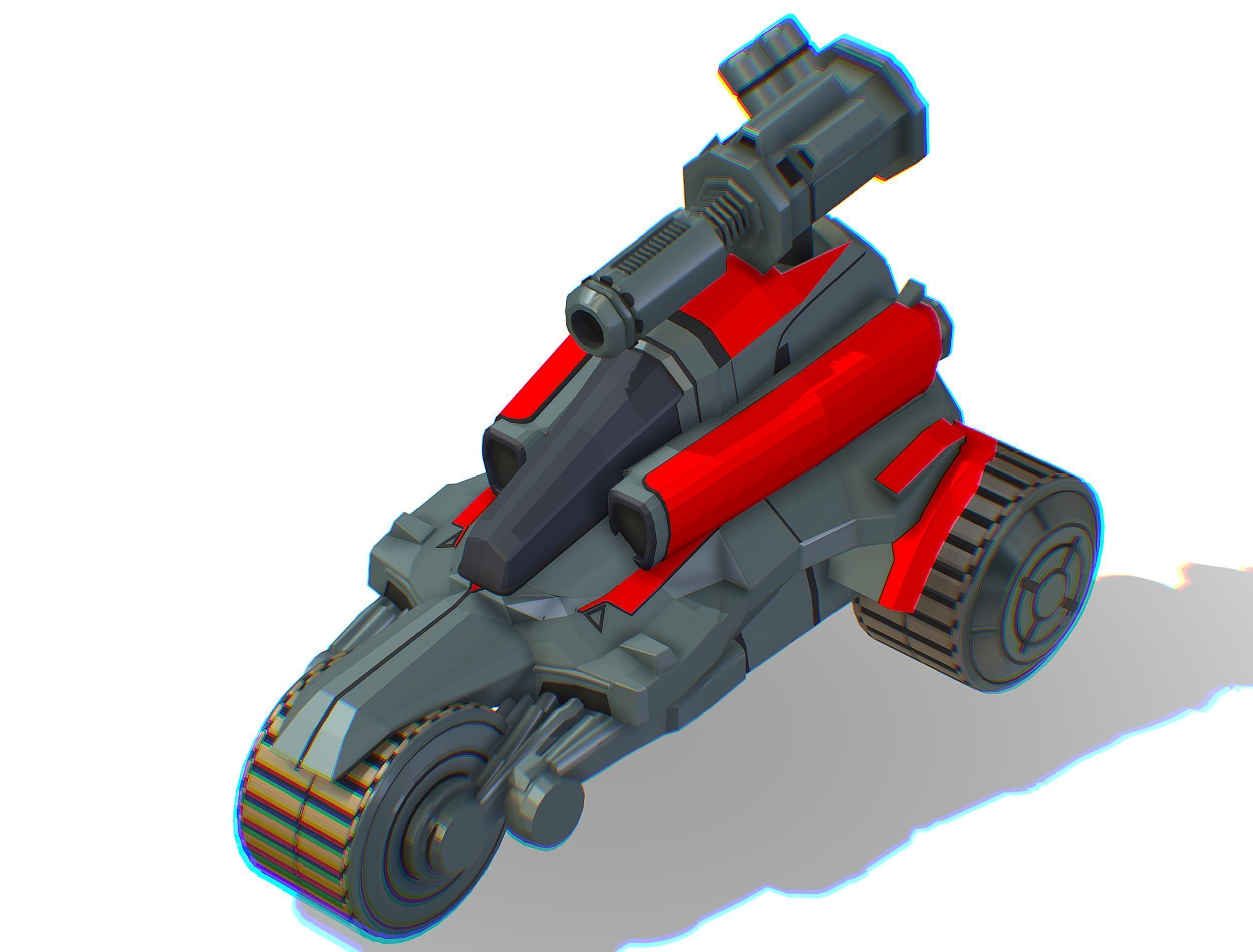 Animated Light Motorcycle with Big Gun on Roof Low-poly 3D model_26