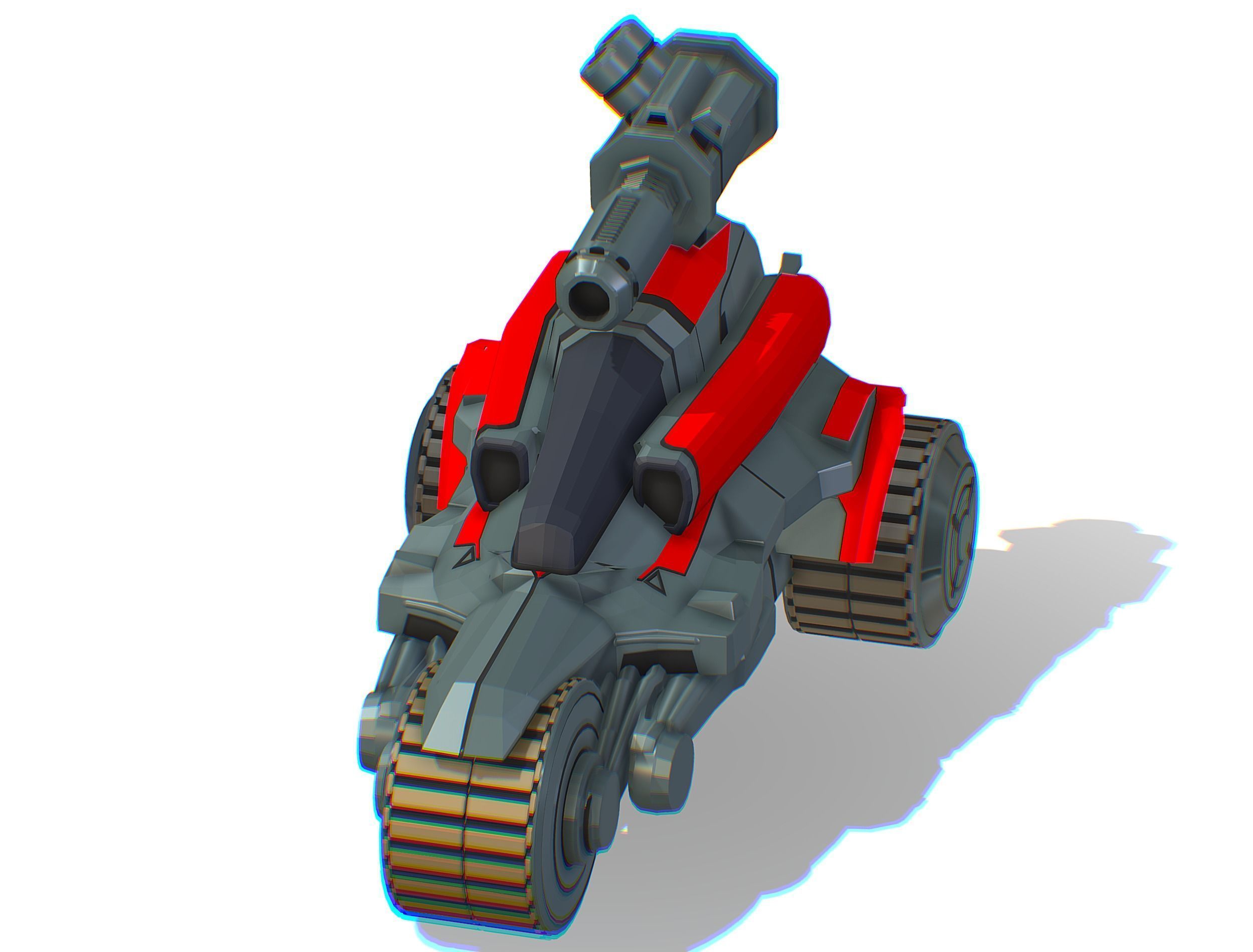 Animated Light Motorcycle with Big Gun on Roof Low-poly 3D model_6