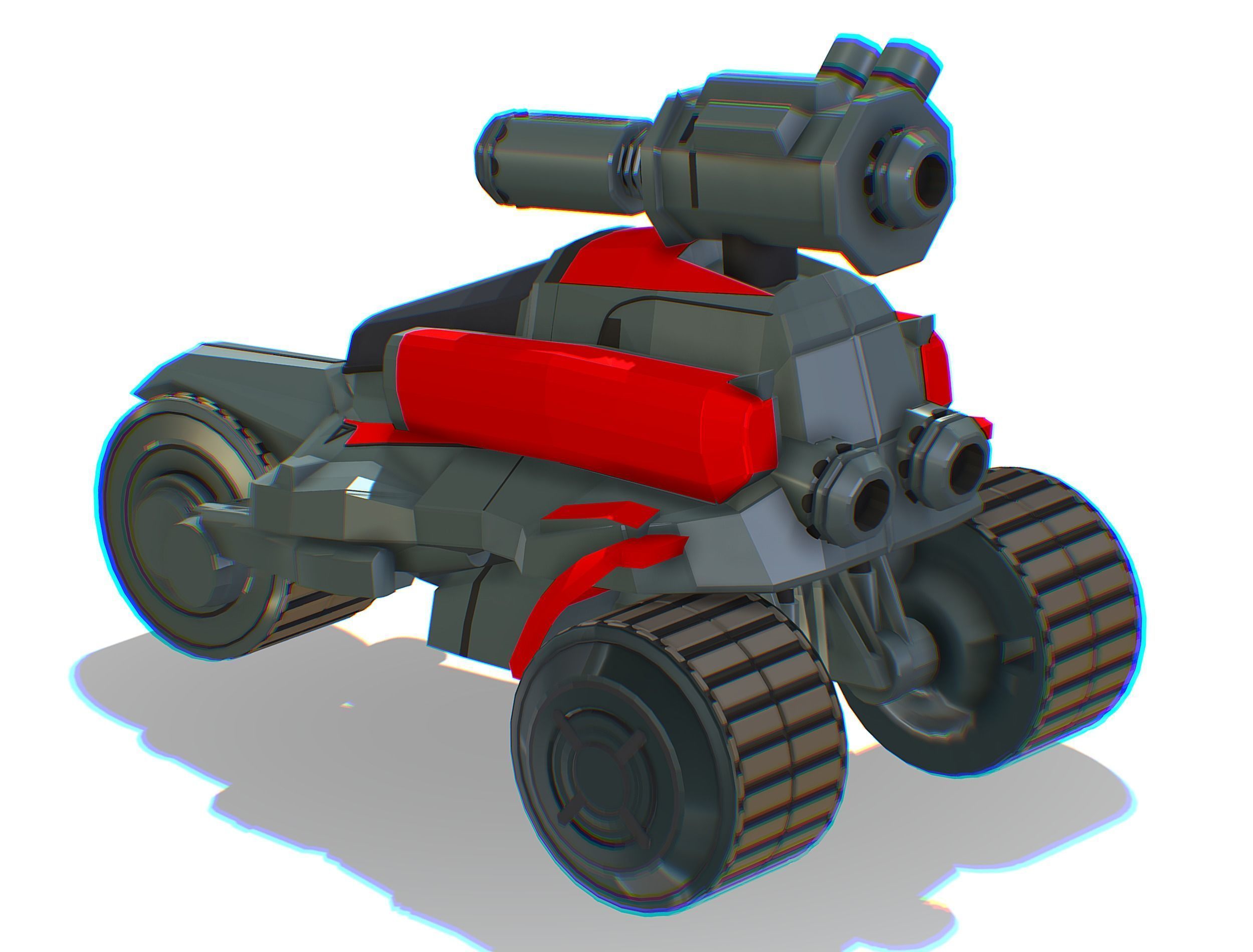 Animated Light Motorcycle with Big Gun on Roof Low-poly 3D model_18