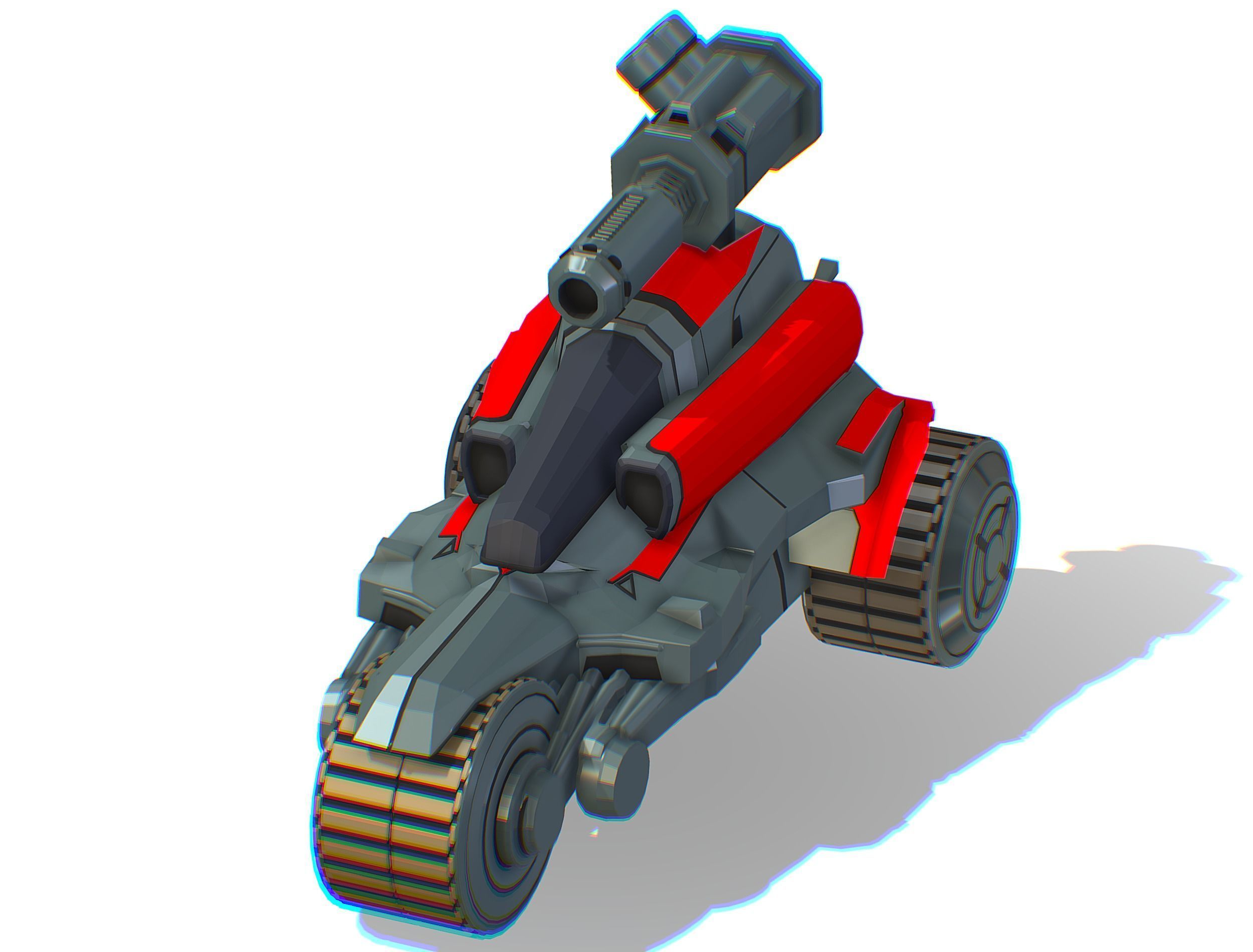 Animated Light Motorcycle with Big Gun on Roof Low-poly 3D model_5