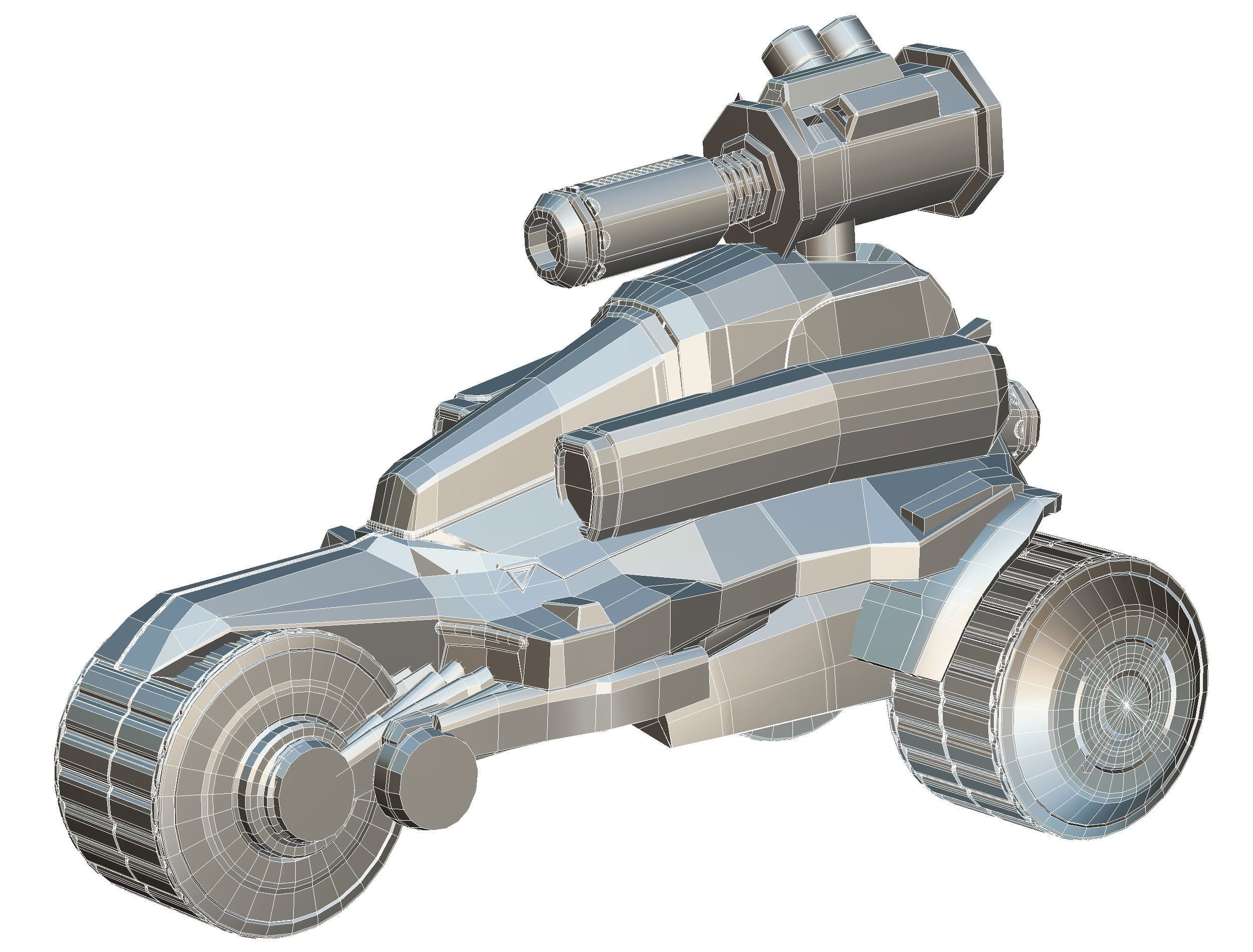 Animated Light Motorcycle with Big Gun on Roof Low-poly 3D model_31