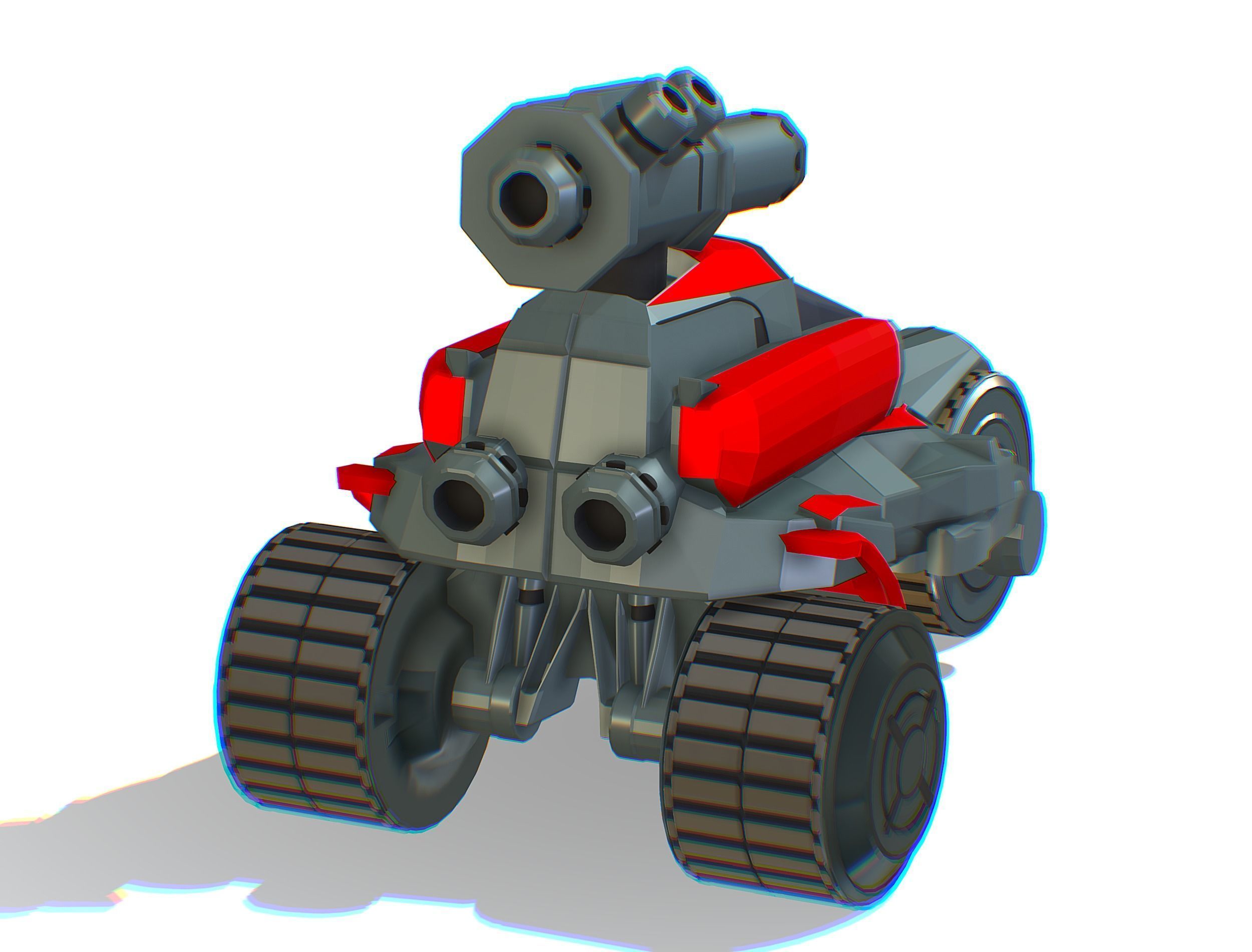 Animated Light Motorcycle with Big Gun on Roof Low-poly 3D model_15