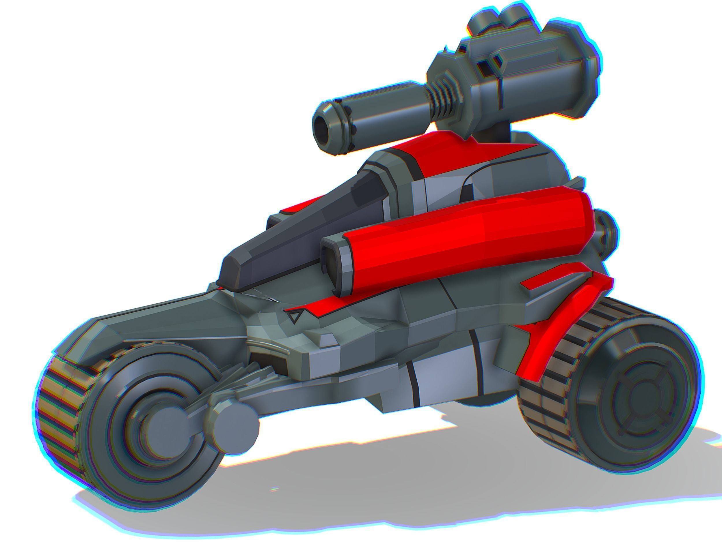 Animated Light Motorcycle with Big Gun on Roof Low-poly 3D model_21