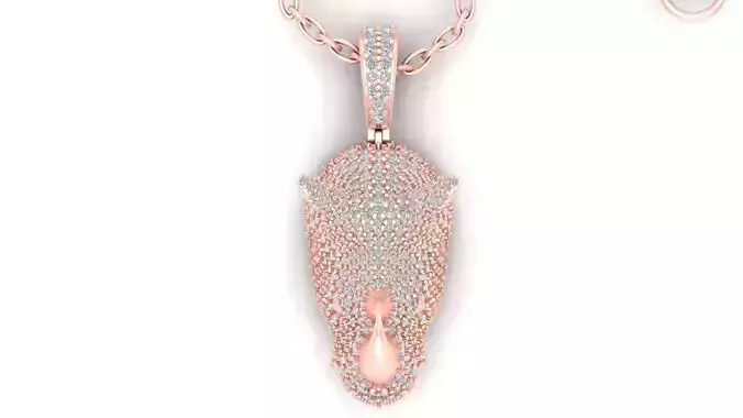 Rhinoceros face pendant with diamonds