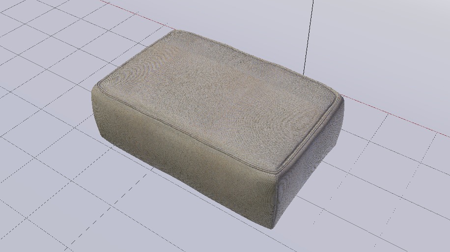 Heritage Papyrus Fabric Ottoman Bench Low-poly 3D model_13