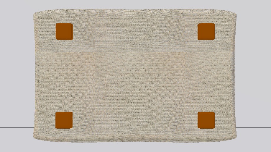 Heritage Papyrus Fabric Ottoman Bench Low-poly 3D model_11