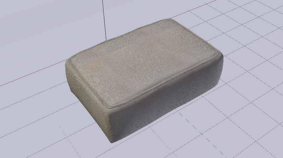 Heritage Papyrus Fabric Ottoman Bench Low-poly 3D model_12