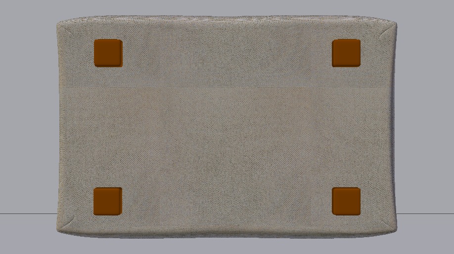 Heritage Papyrus Fabric Ottoman Bench Low-poly 3D model_17