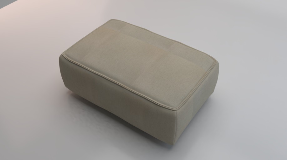 Heritage Papyrus Fabric Ottoman Bench Low-poly 3D model_1