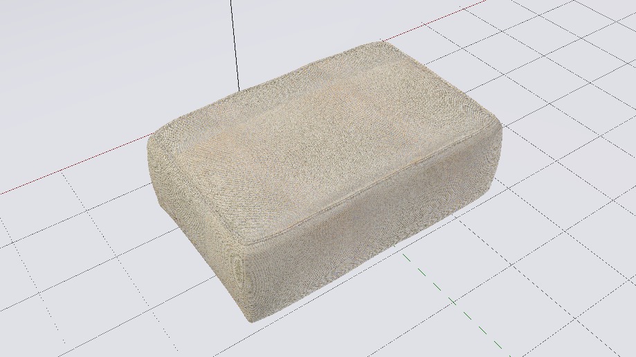 Heritage Papyrus Fabric Ottoman Bench Low-poly 3D model_6