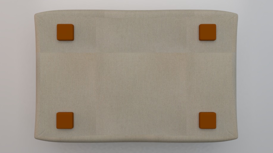 Heritage Papyrus Fabric Ottoman Bench Low-poly 3D model_5