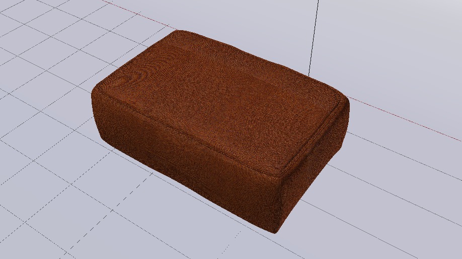 Heritage Rust Fabric Ottoman Bench Low-poly 3D model_13