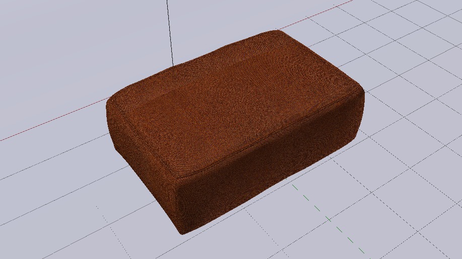 Heritage Rust Fabric Ottoman Bench Low-poly 3D model_12