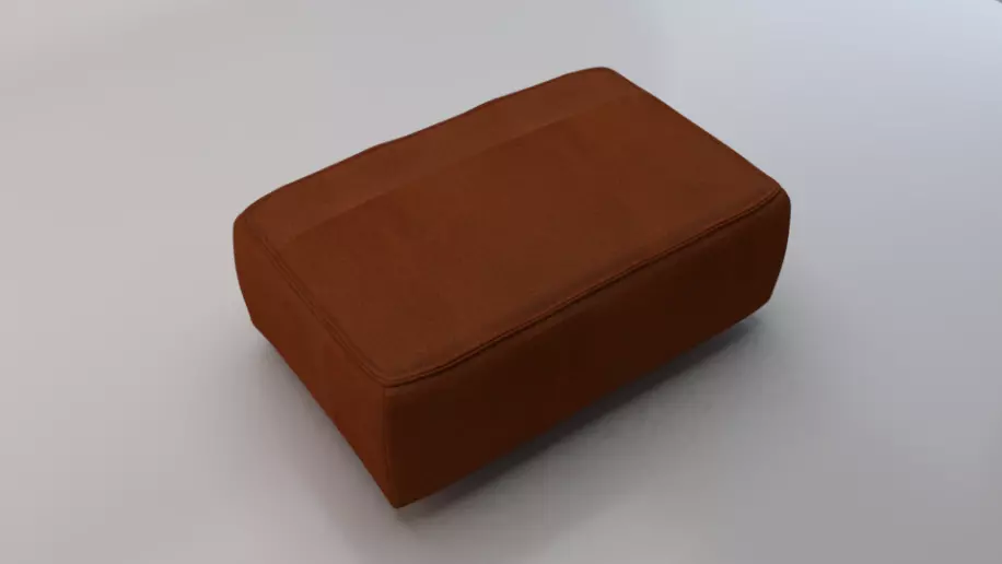 Heritage Rust Fabric Ottoman Bench Low-poly 3D model_0