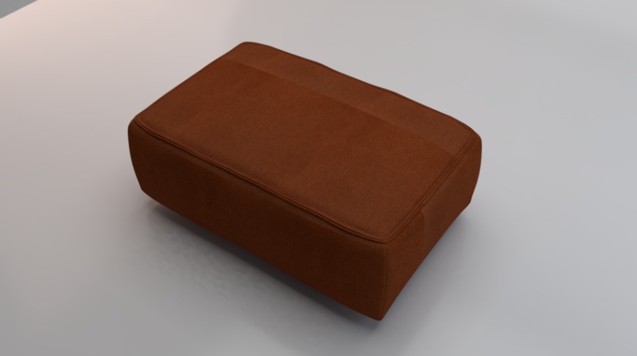 Heritage Rust Fabric Ottoman Bench Low-poly 3D model_1