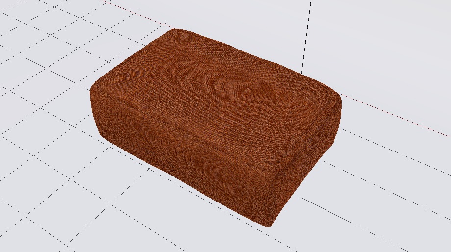 Heritage Rust Fabric Ottoman Bench Low-poly 3D model_7
