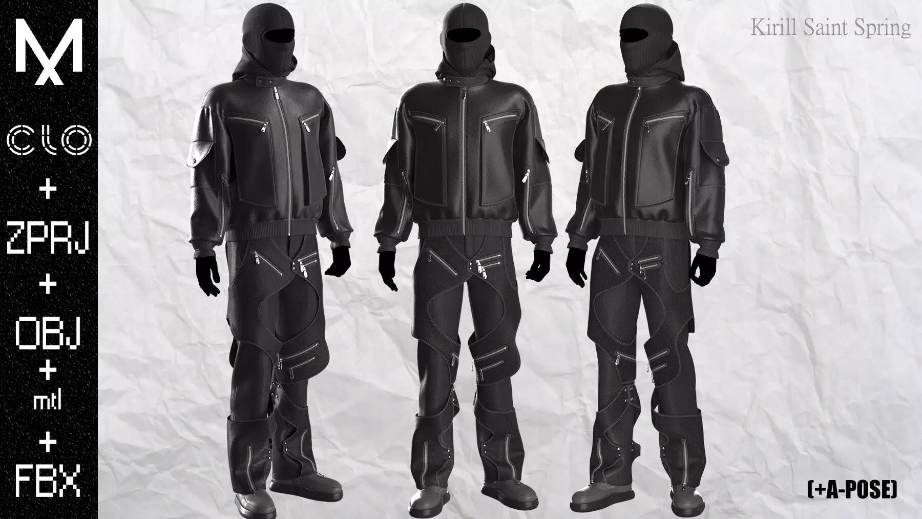 Urban Outfit MaleMarvelous designer Clo3d OBJ mtl FBX ZPRJ 3D model_0