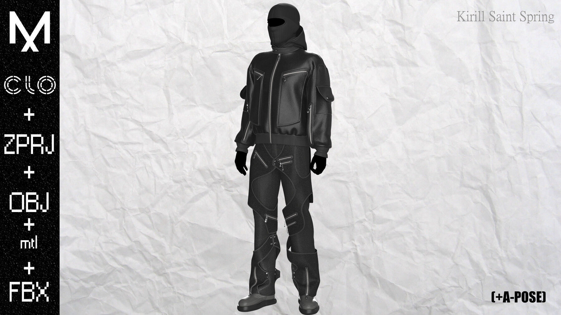 Urban Outfit MaleMarvelous designer Clo3d OBJ mtl FBX ZPRJ 3D model_3