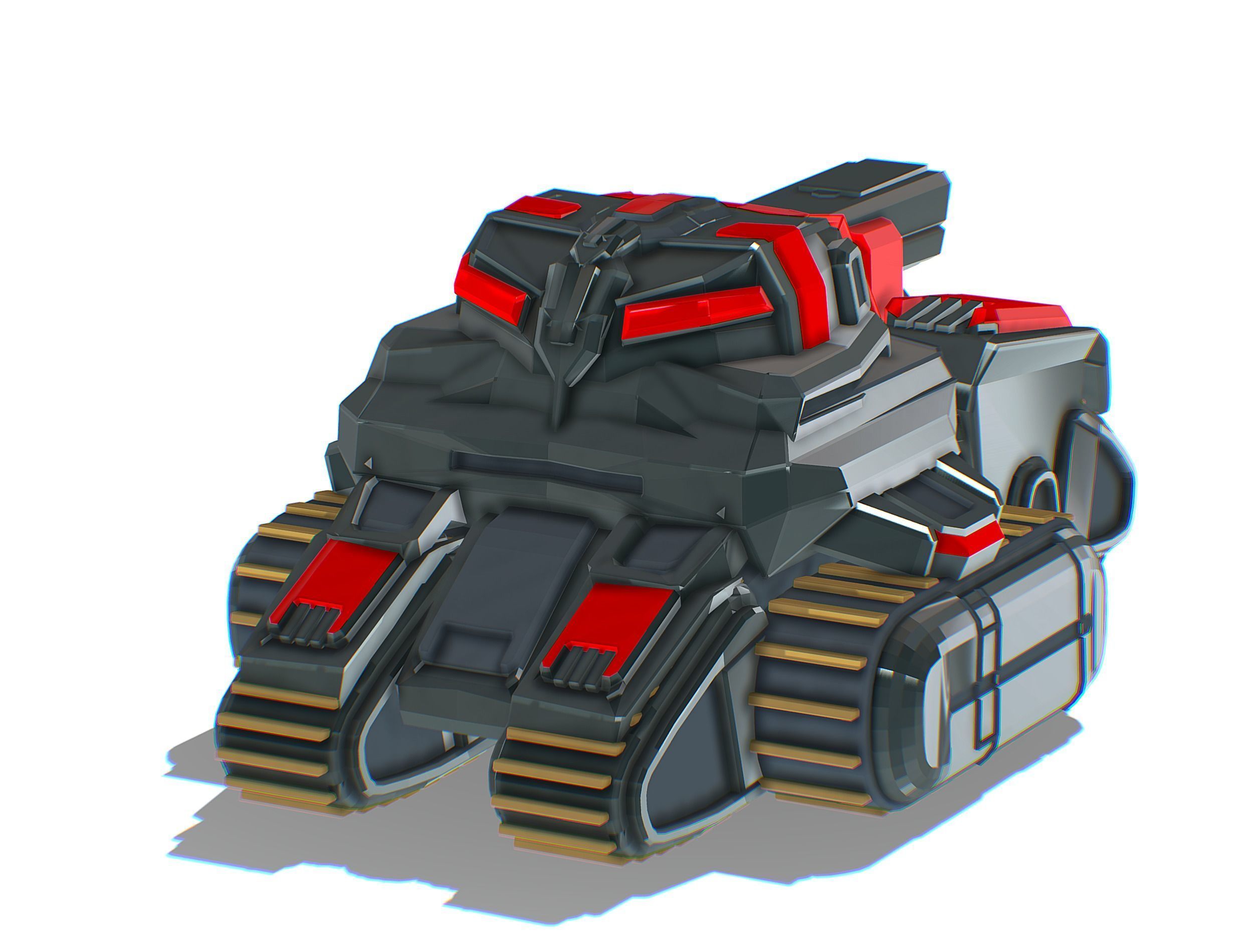 Light Tracked Tank with a Proton Cannon Low-poly 3D model_10