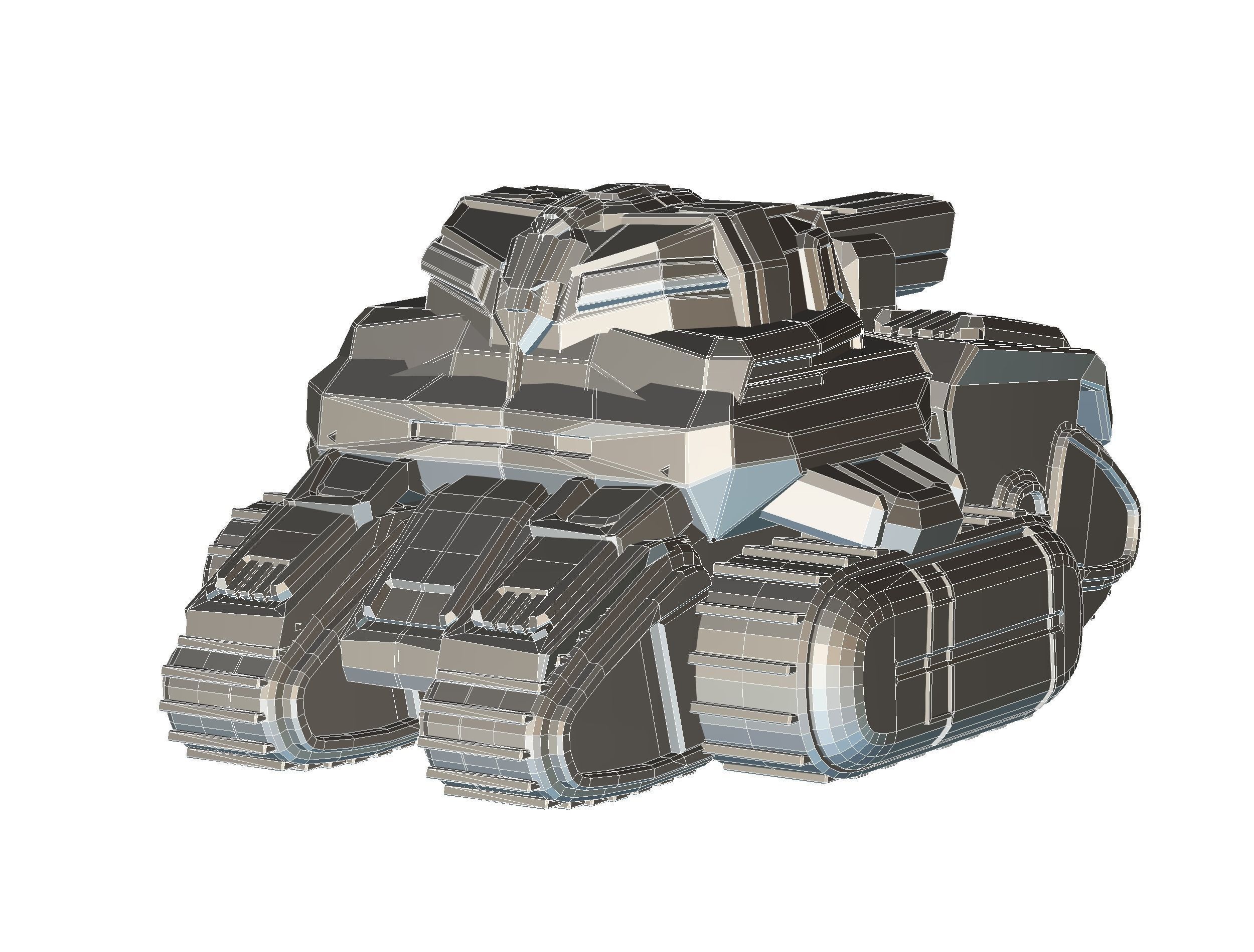 Light Tracked Tank with a Proton Cannon Low-poly 3D model_27