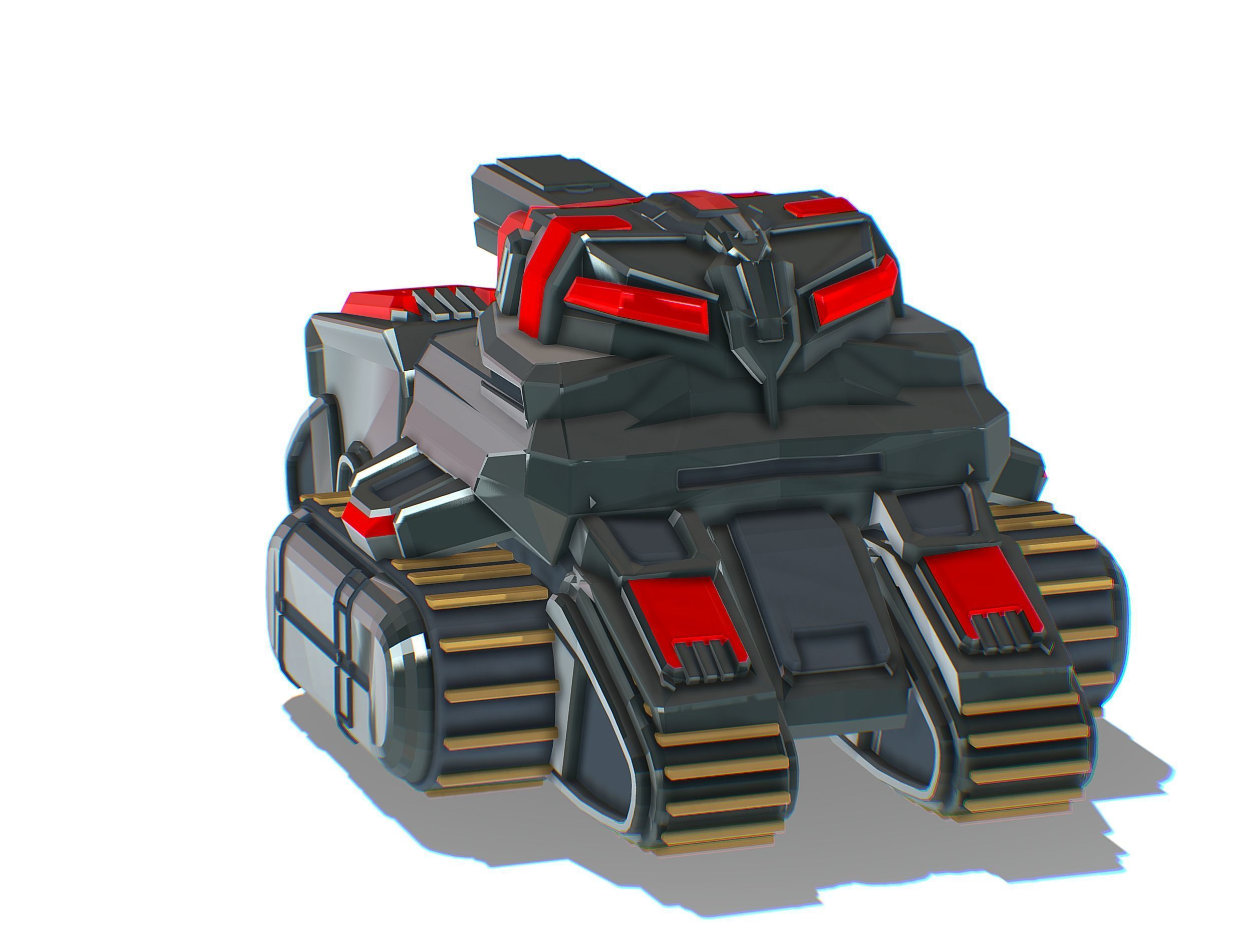 Light Tracked Tank with a Proton Cannon Low-poly 3D model_12