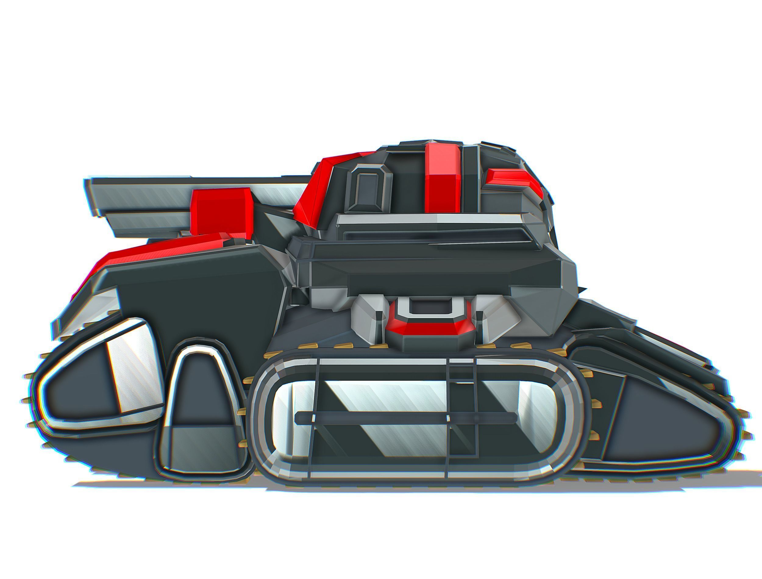 Light Tracked Tank with a Proton Cannon Low-poly 3D model_16