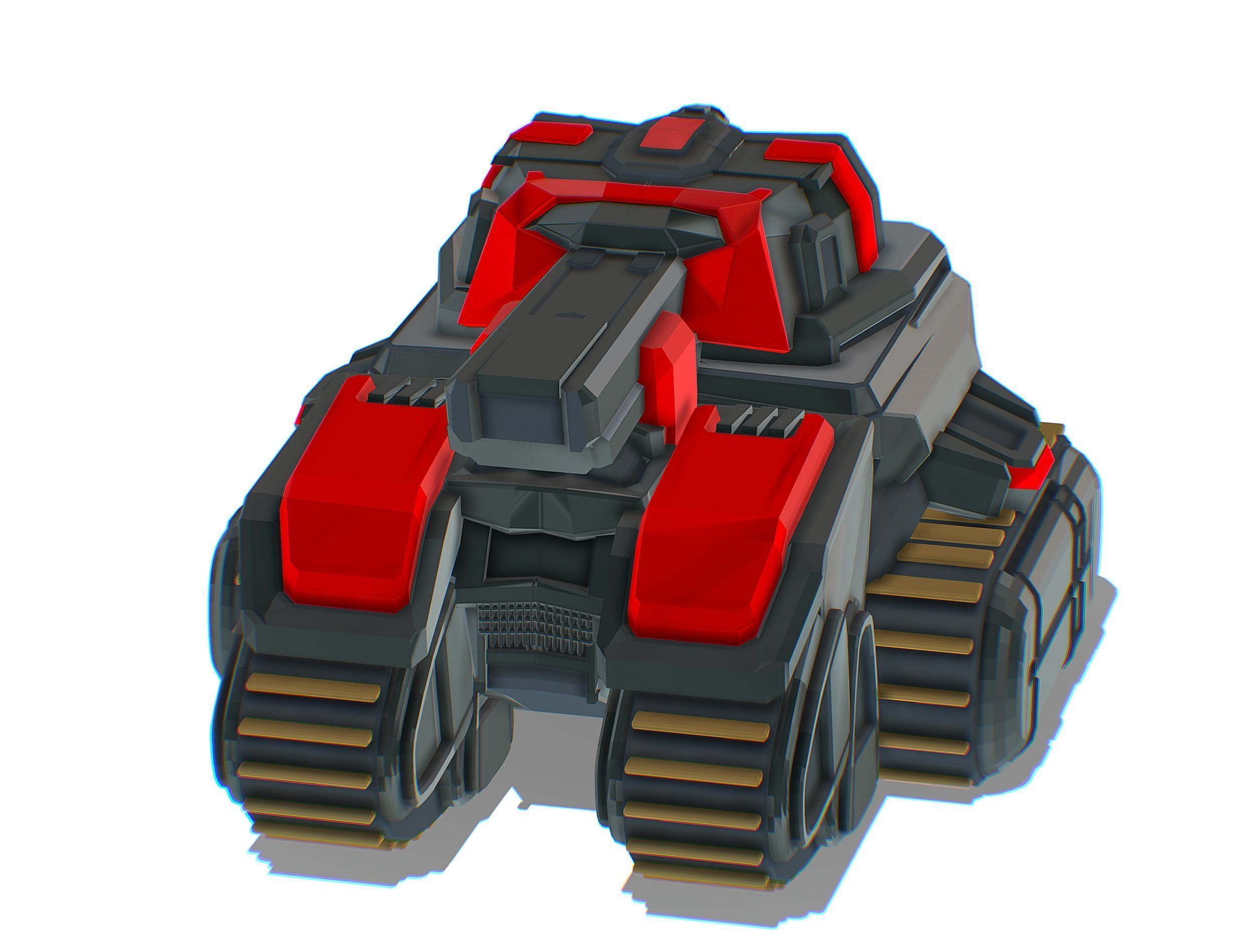 Light Tracked Tank with a Proton Cannon Low-poly 3D model_2