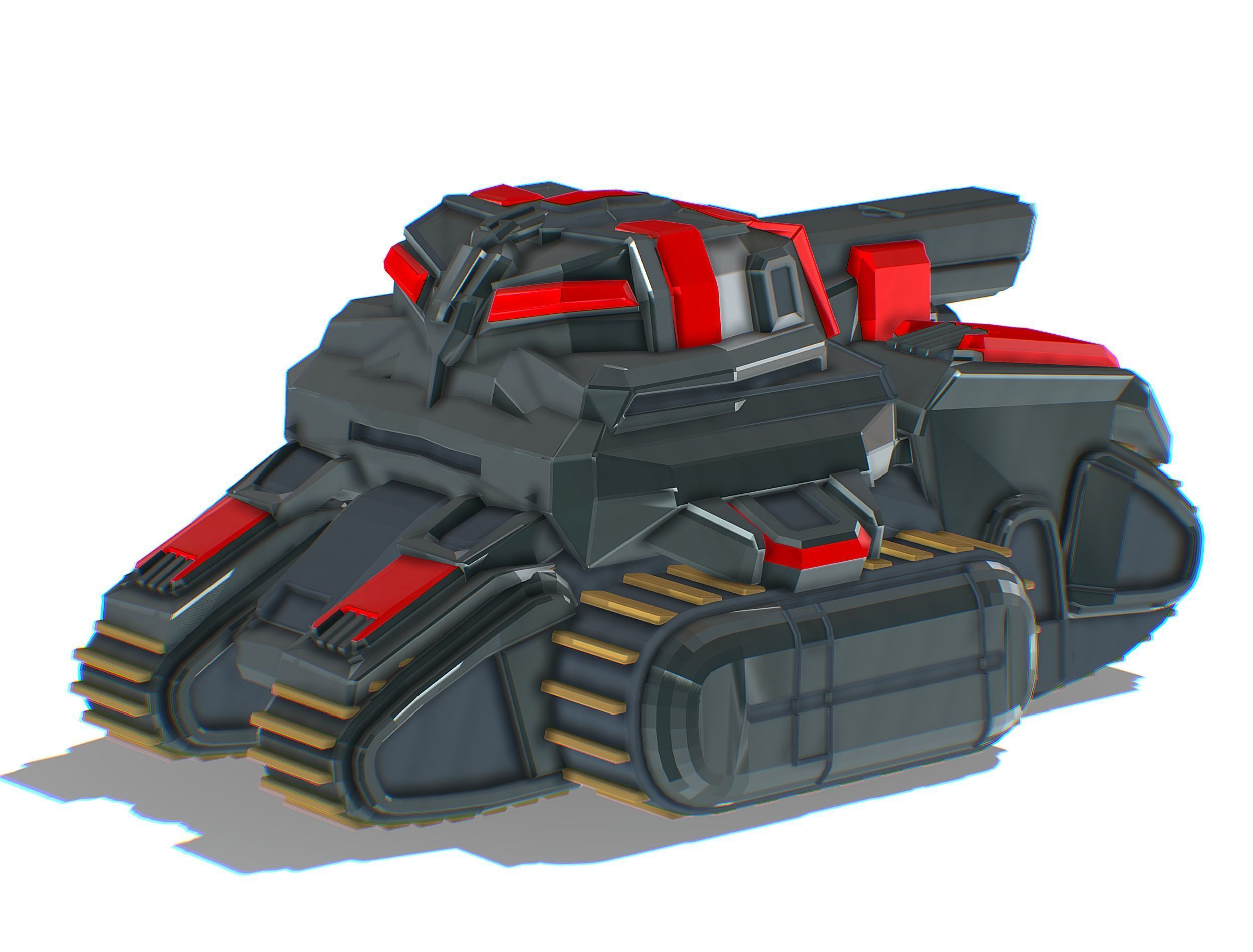 Light Tracked Tank with a Proton Cannon Low-poly 3D model_9
