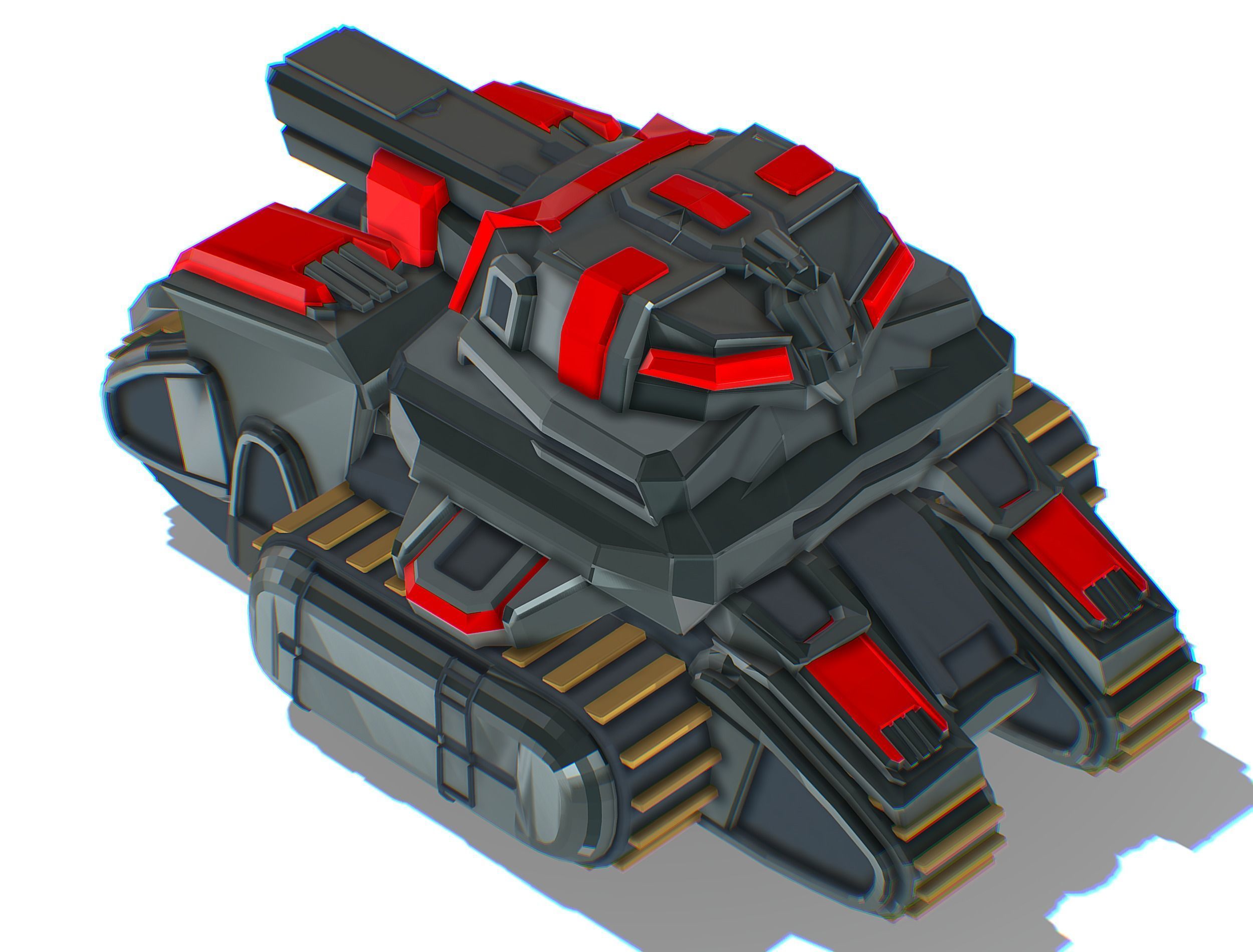 Light Tracked Tank with a Proton Cannon Low-poly 3D model_23