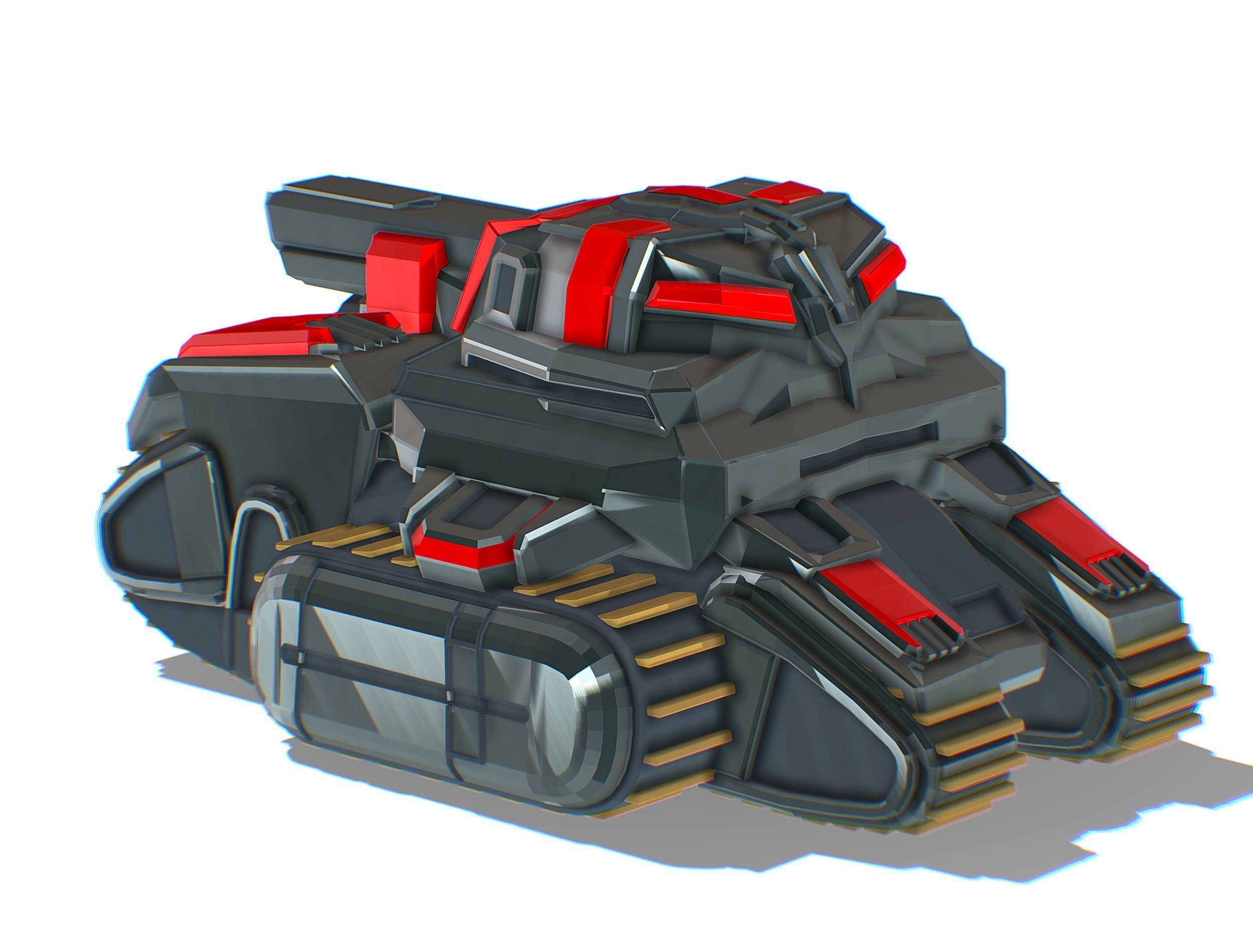 Light Tracked Tank with a Proton Cannon Low-poly 3D model_13